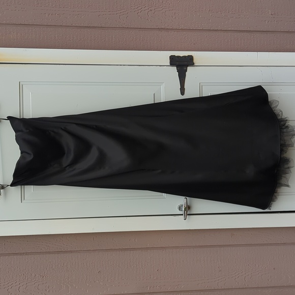 Jessica McClintock long black strapless gown tulle hem  10 Petite Vintage - Picture 3 of 16